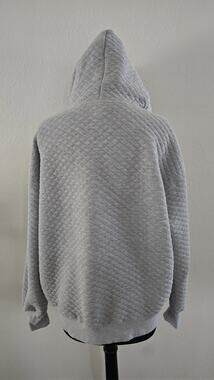 Fleece Factory Quilted Hoodie Men's XL Gray Pullover Kangaroo Pocket